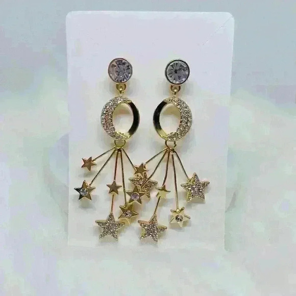 Stars With Rhinestones Statement Earrings - Picture 4 of 4